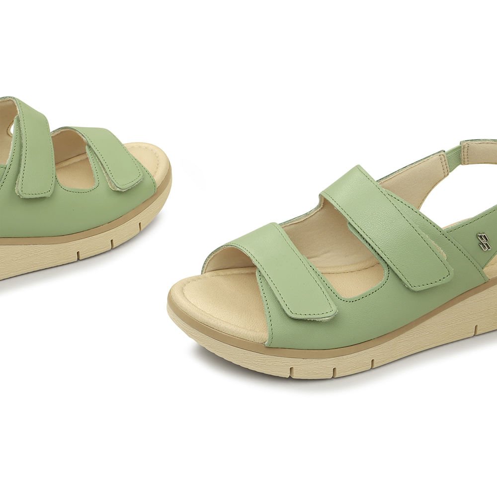Sandália Salto Plataforma De Couro Hortelã Com Fecho-Flex Verde 3