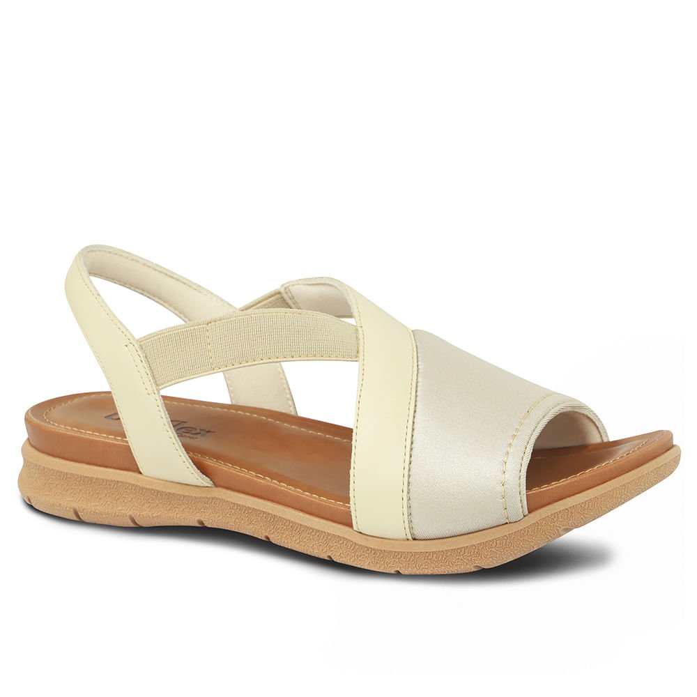 Sandália Plataforma Multimateriais Bicolor Vanilla