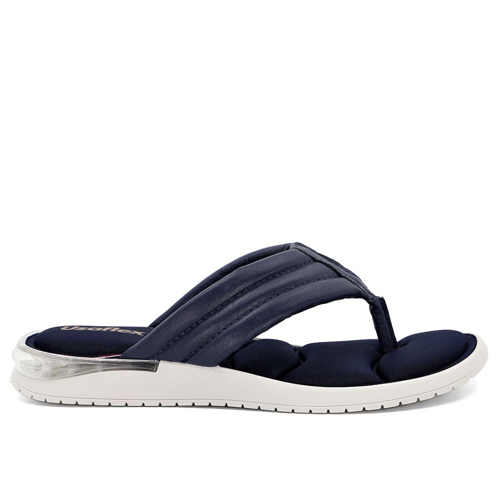 Chinelo Azul Tira Larga Couro Solado Bolha Azul 1