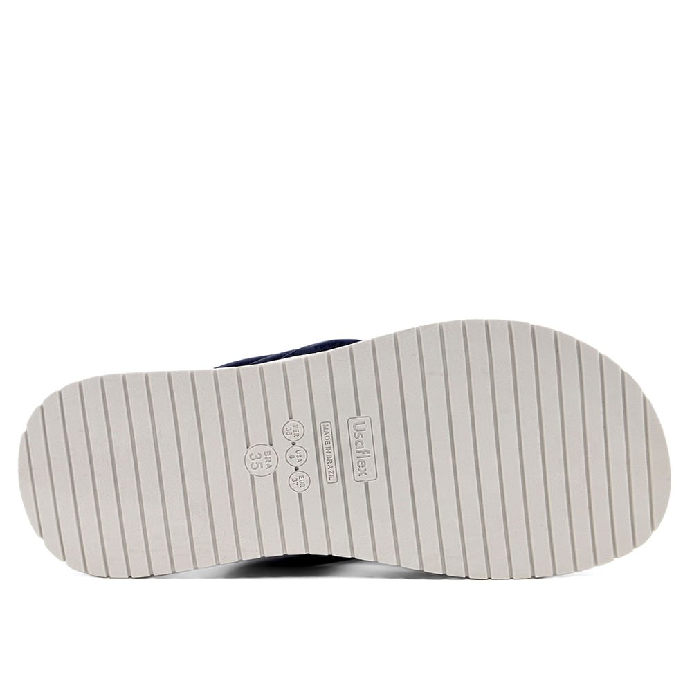 Chinelo Azul Tira Larga Couro Solado Bolha Azul 6