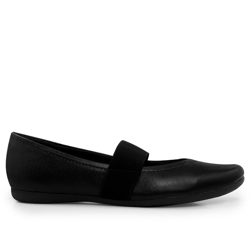 Sapatilha Preta Couro Elástico