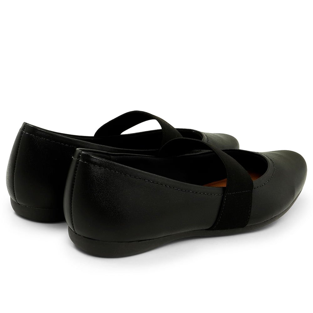 Sapatilha Preta Couro Elástico Preto 3