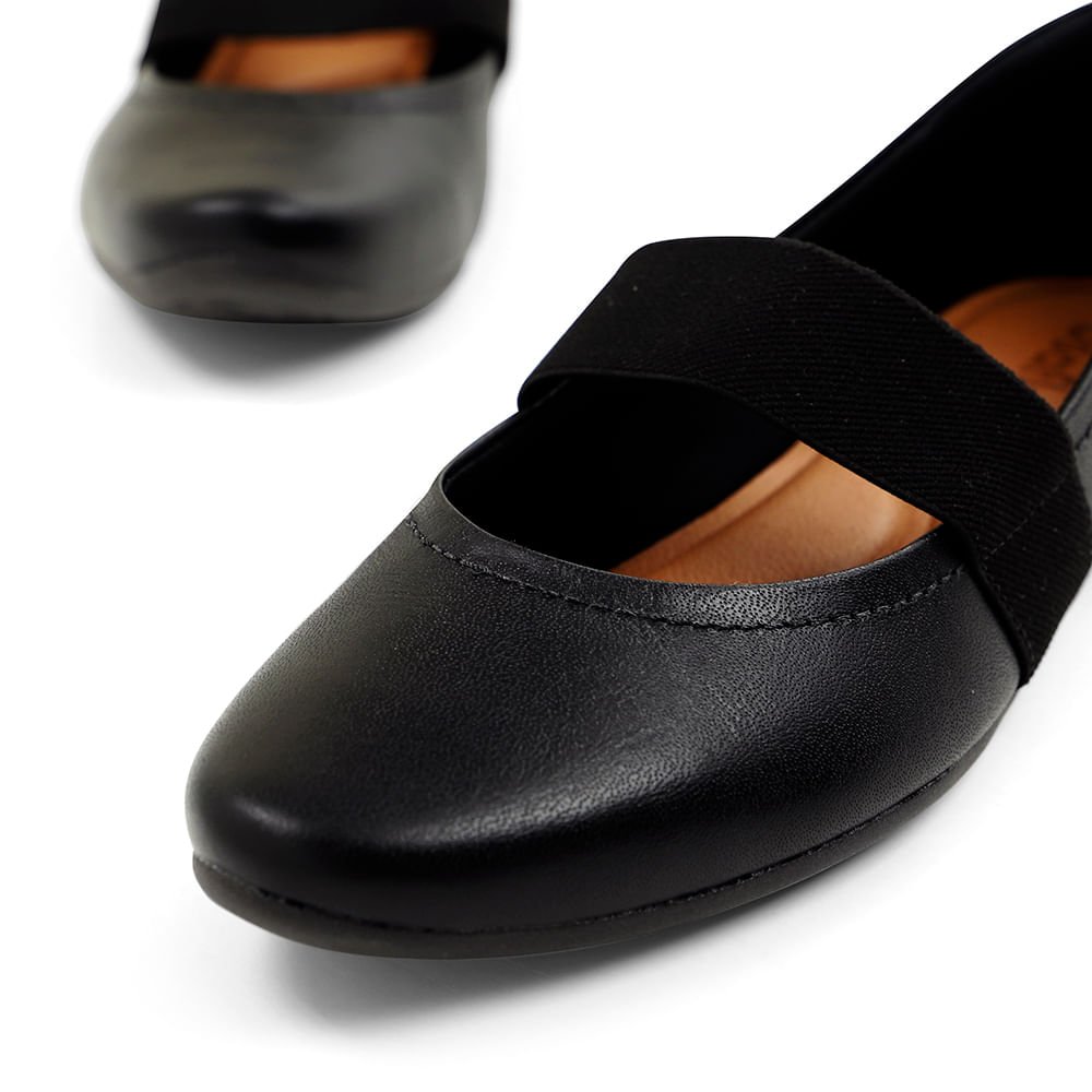 Sapatilha Preta Couro Elástico Preto 5