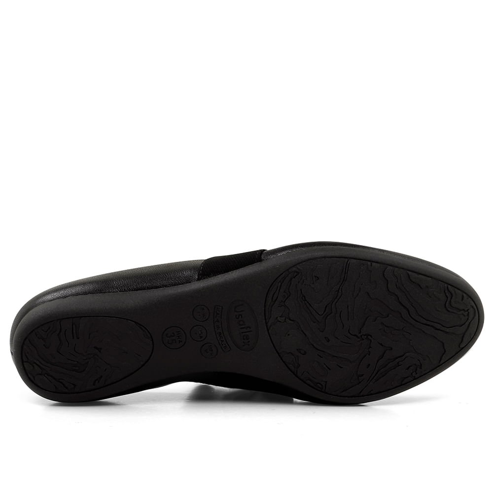 Sapatilha Preta Couro Elástico Preto 6