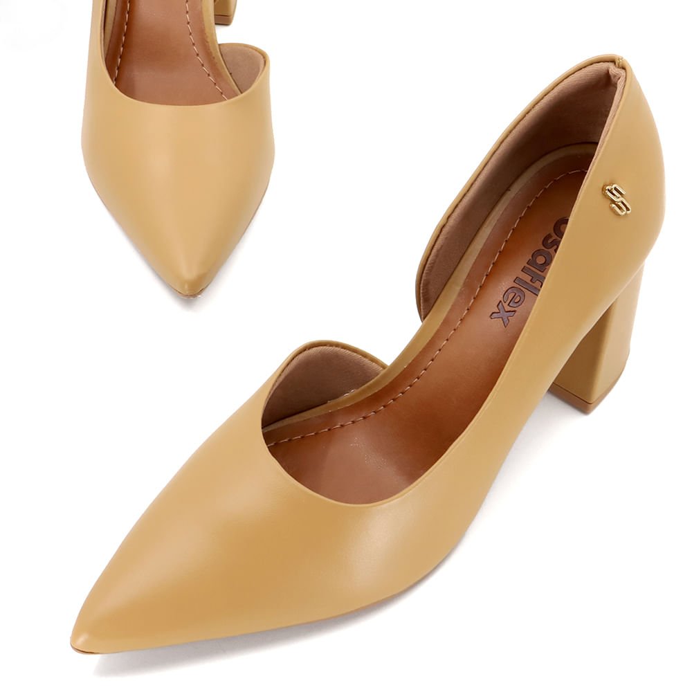 Scarpin Marrom Salto Bloco Couro Recorte Interno Marrom 4