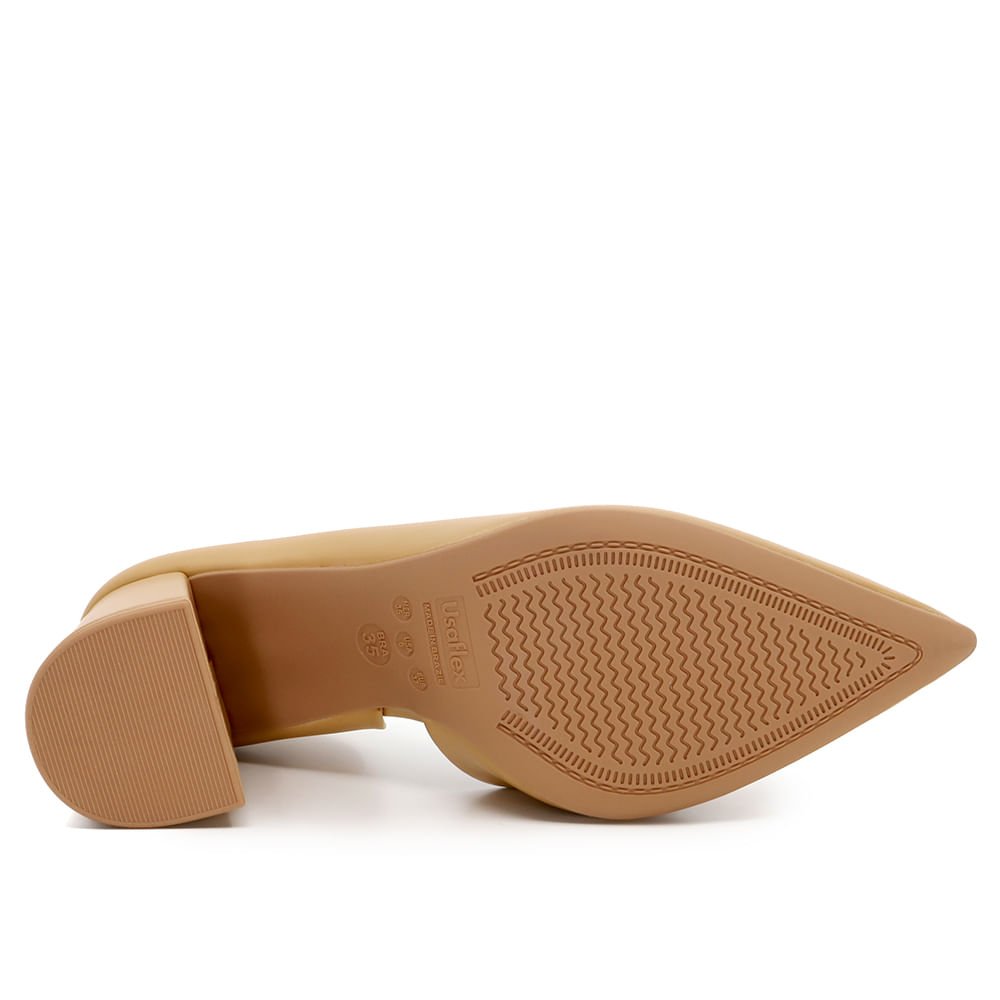 Scarpin Marrom Salto Bloco Couro Recorte Interno Marrom 6