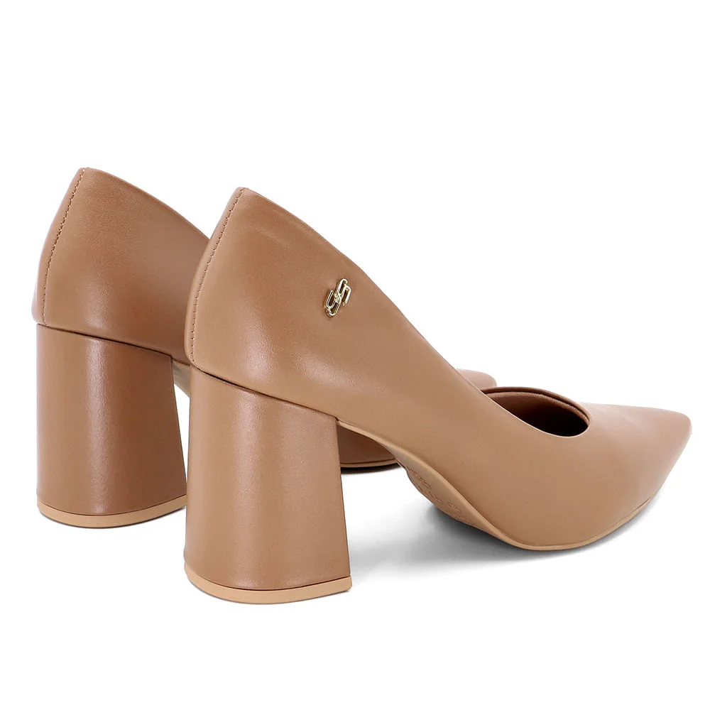 Scarpin Marrom Salto Bloco Couro Recorte Interno Marrom 3