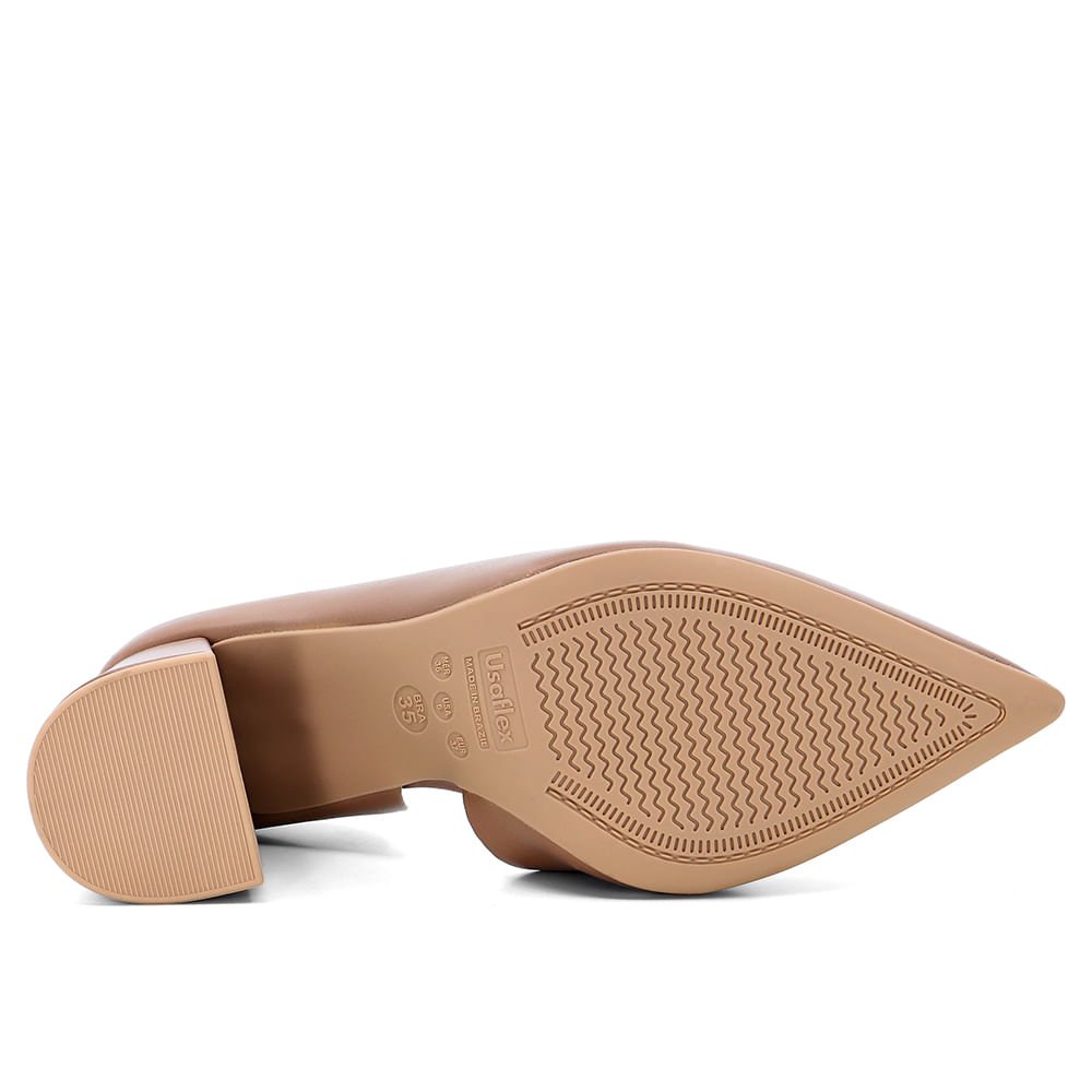 Scarpin Marrom Salto Bloco Couro Recorte Interno Marrom 6