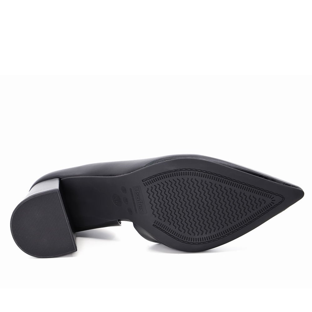 Scarpin Preto Salto Bloco Couro Recorte Interno Preto 6