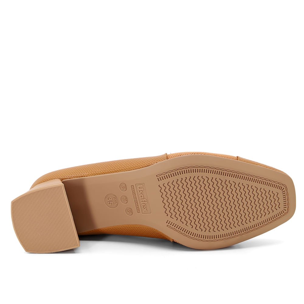 Scarpin Marrom Salto Bloco Couro Tressê Monograma Marrom 6