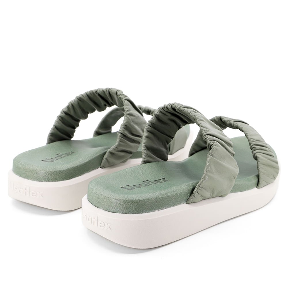 Tamanco Plataforma Couro Verde Tiras Scrunchie Verde 3