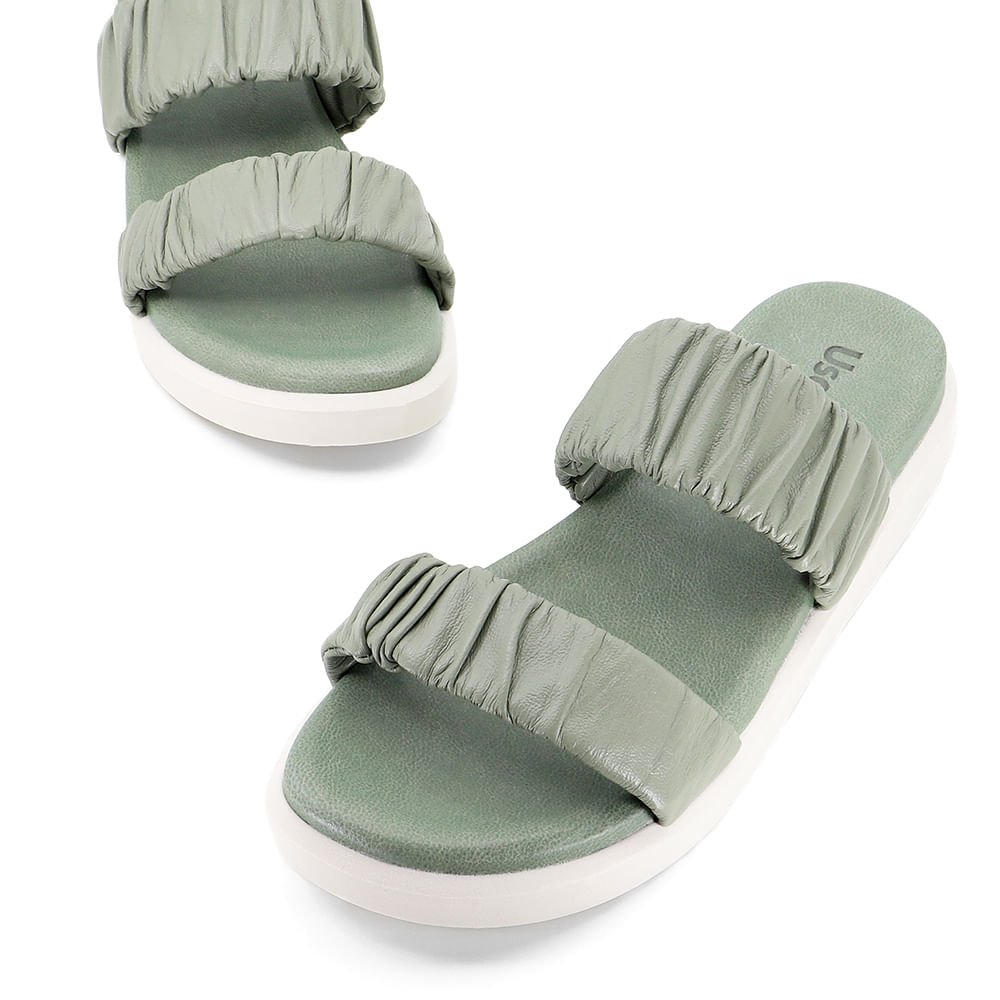 Tamanco Plataforma Couro Verde Tiras Scrunchie Verde 4