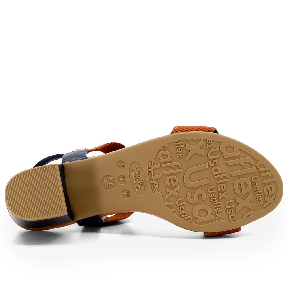 Sandália Salto Bloco Multimateriais Bicolor Azul  Monograma Azul/Marrom 6