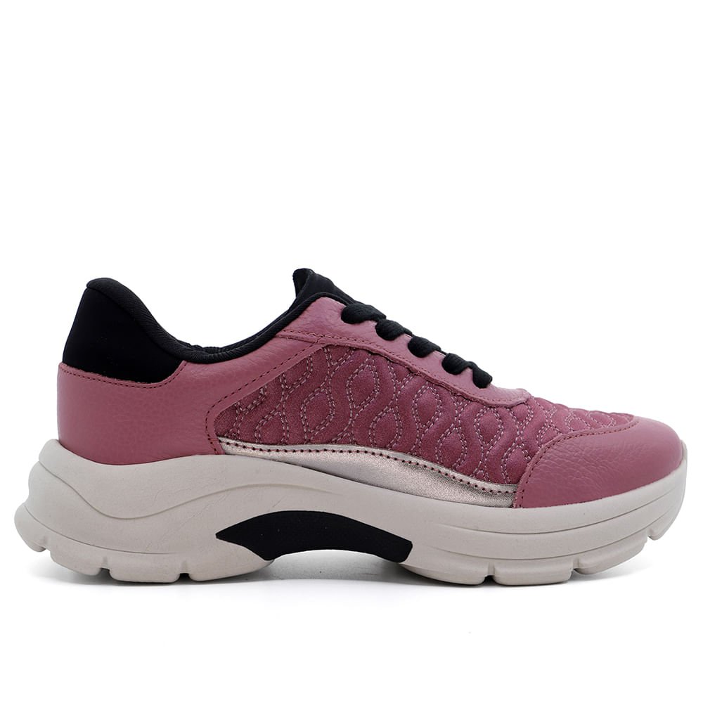 Tênis Bordado Lilás Couro Detalhe Elastano Roxo 1