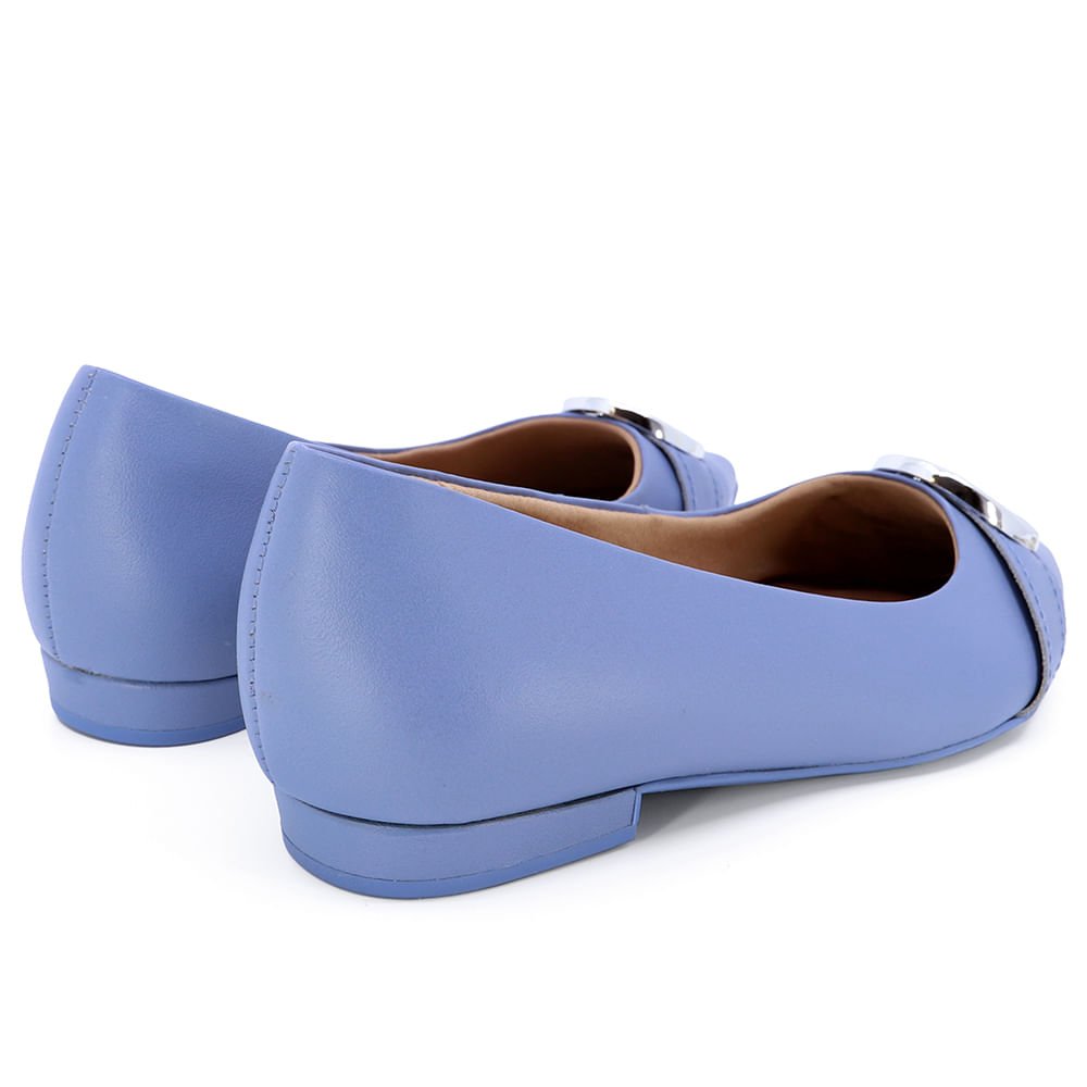 Sapatilha Azul Retrô Couro Rasteira Bico Fino Azul 3
