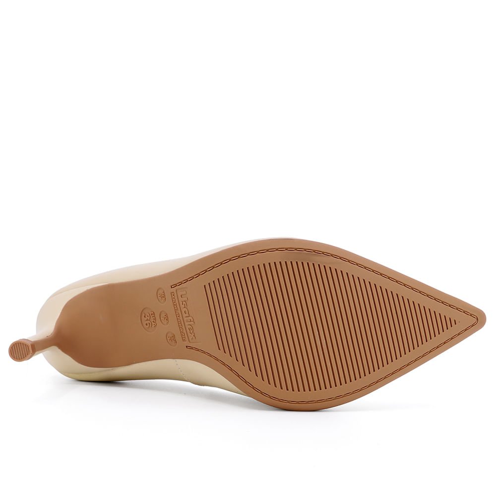 Scarpin Bico Fino Couro Bege Bege 4