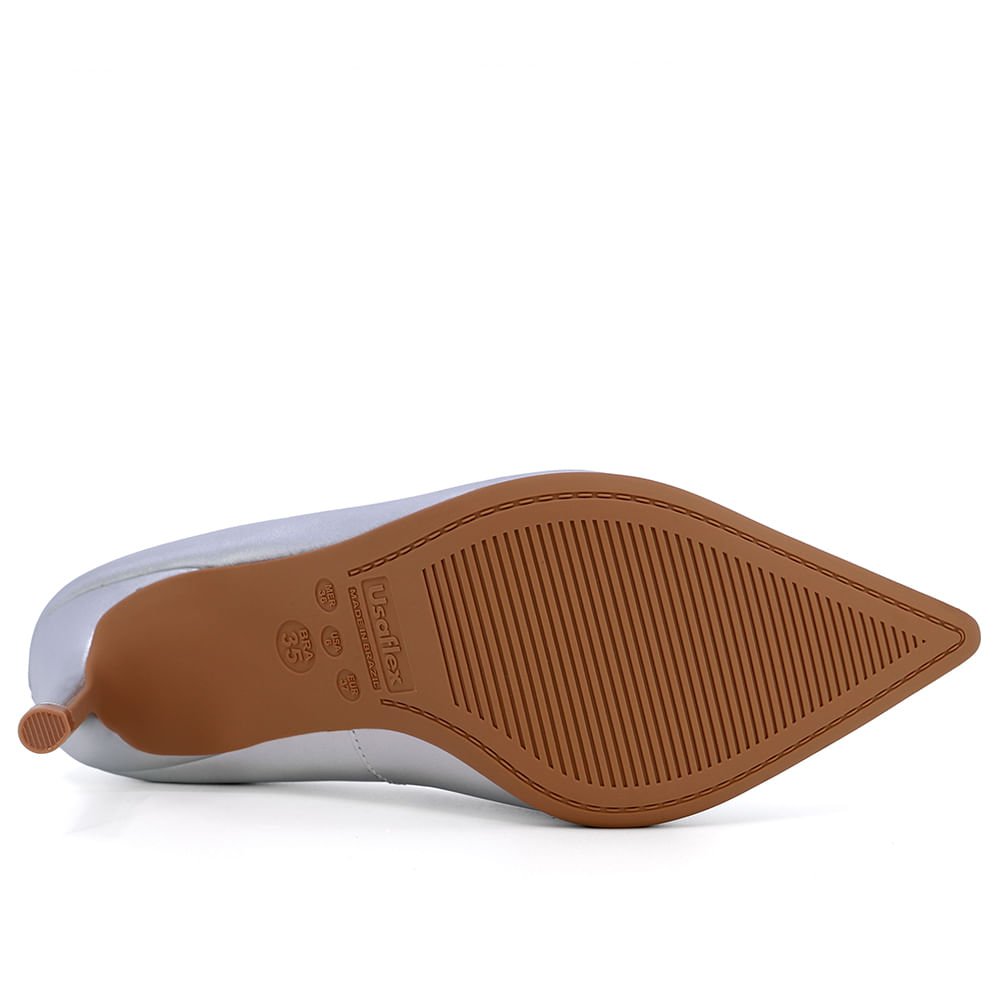 Scarpin Bico Fino Couro Metalizado Prata Prata 4