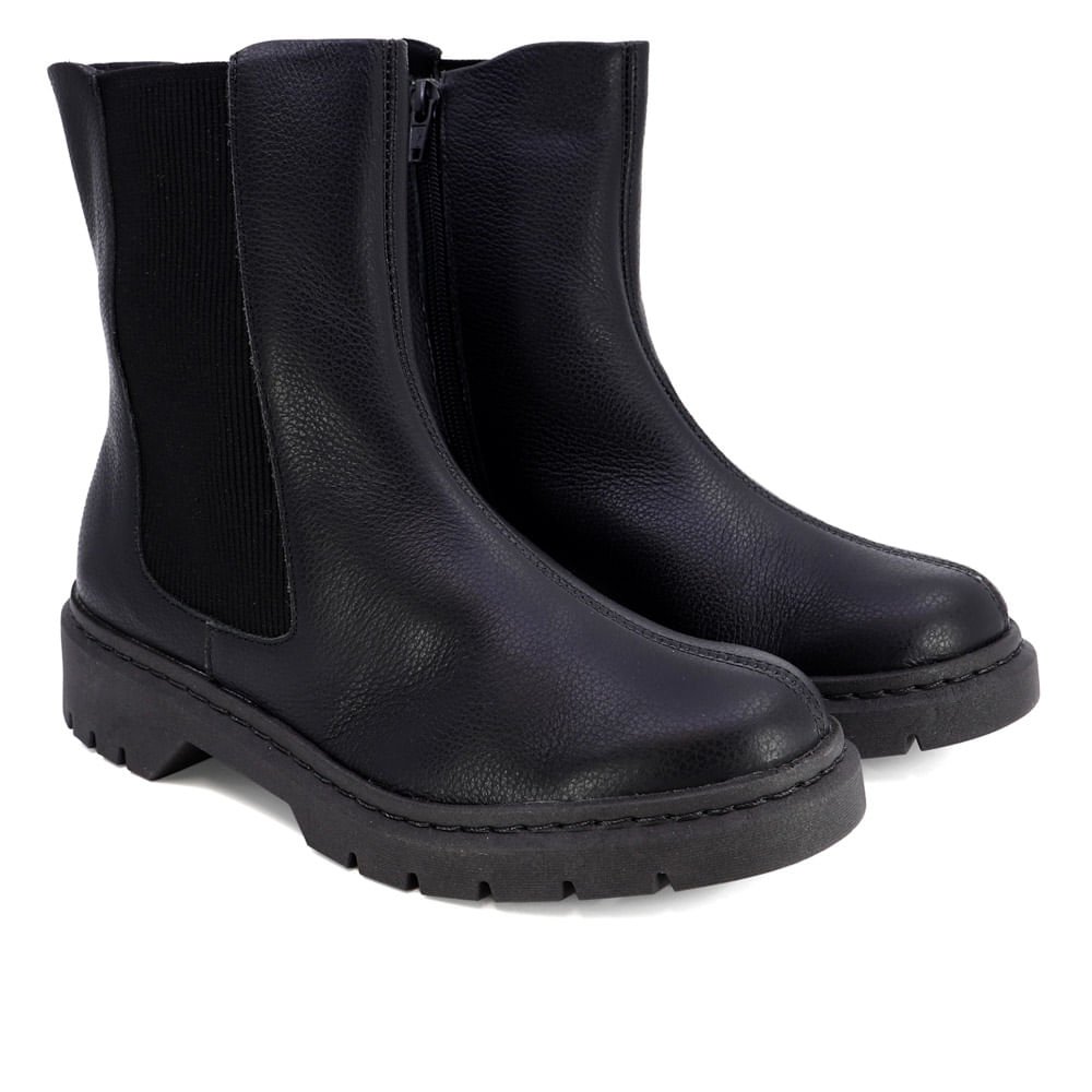 Bota Chelsea Preta Couro Preto 2