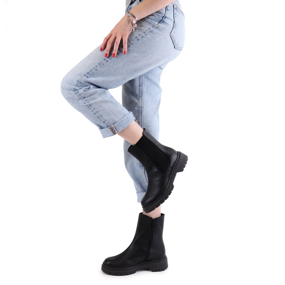 Bota Chelsea Preta Couro Preto 6