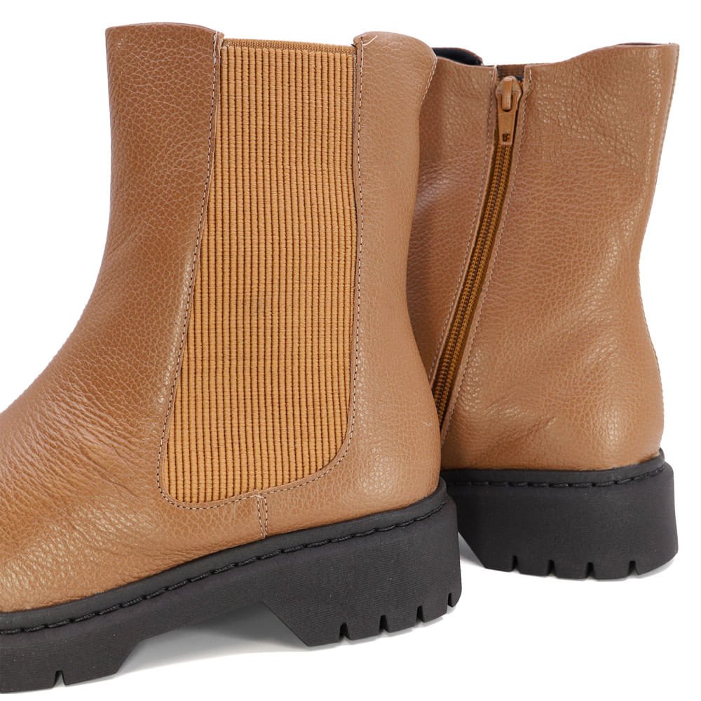 Bota Chelsea Marrom Couro Sola Preta Marrom 4