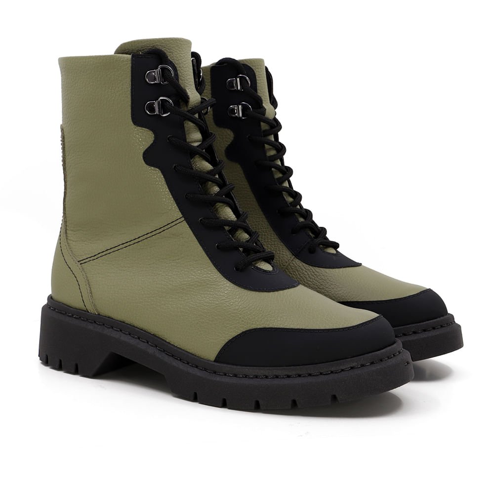 Bota Coturno Verde Militar Couro Verde 2