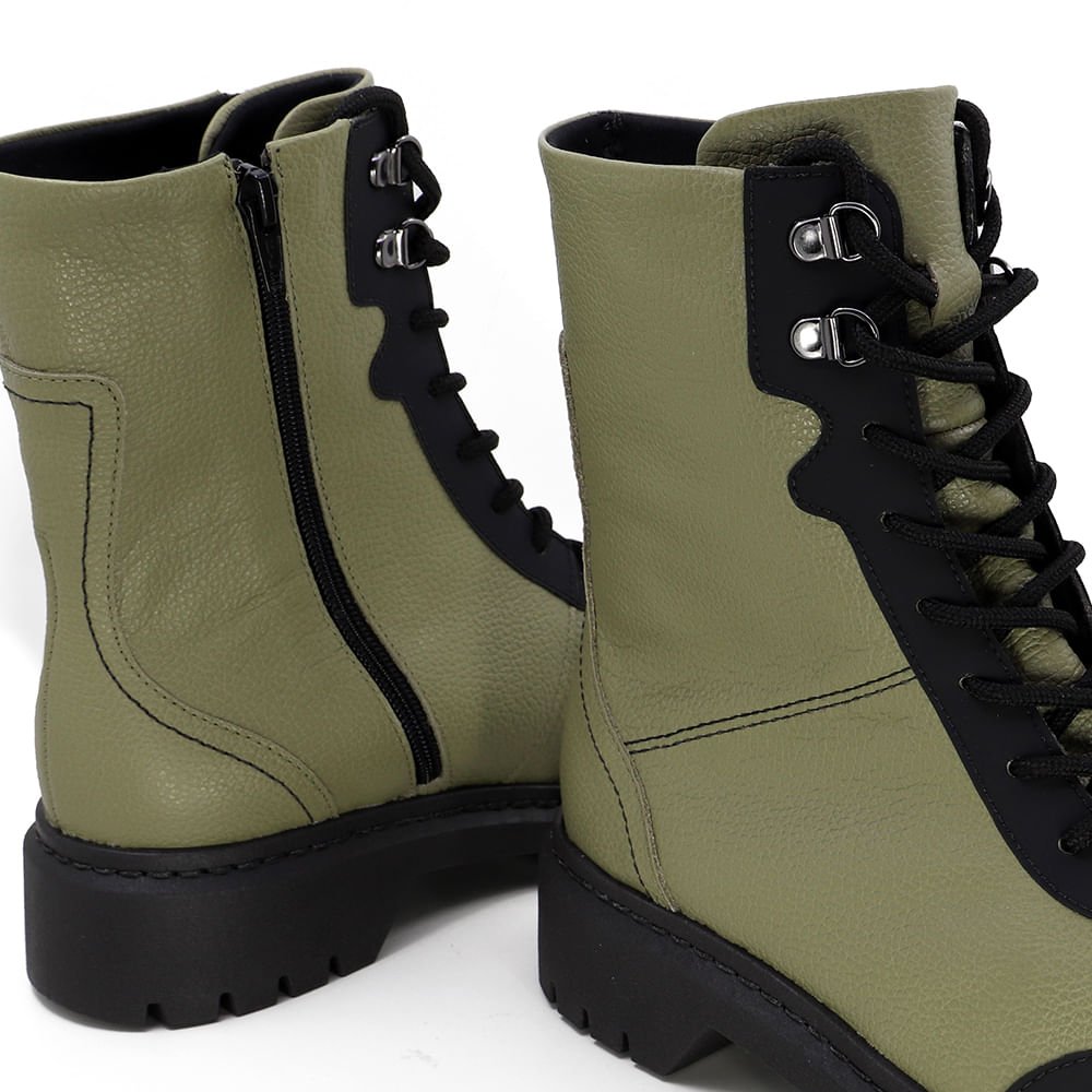 Bota Coturno Verde Militar Couro Verde 4