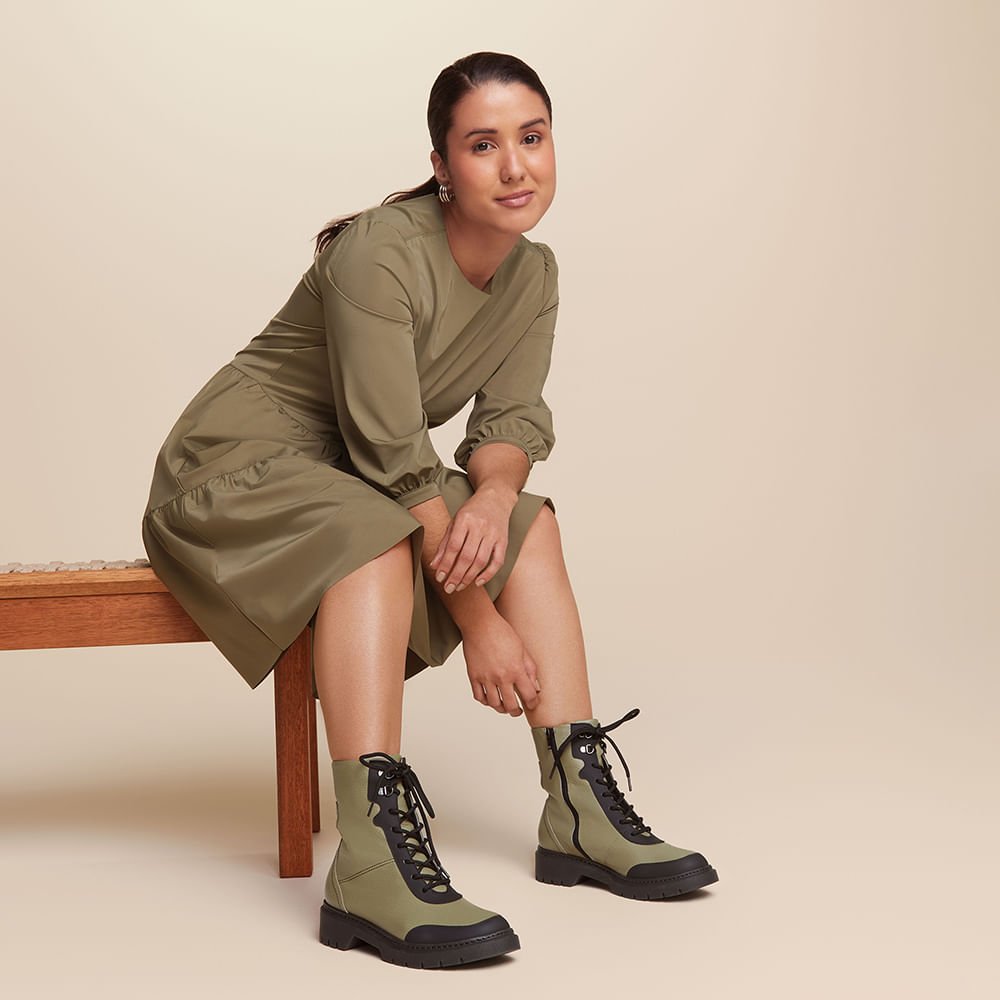 Bota Coturno Verde Militar Couro Verde 7