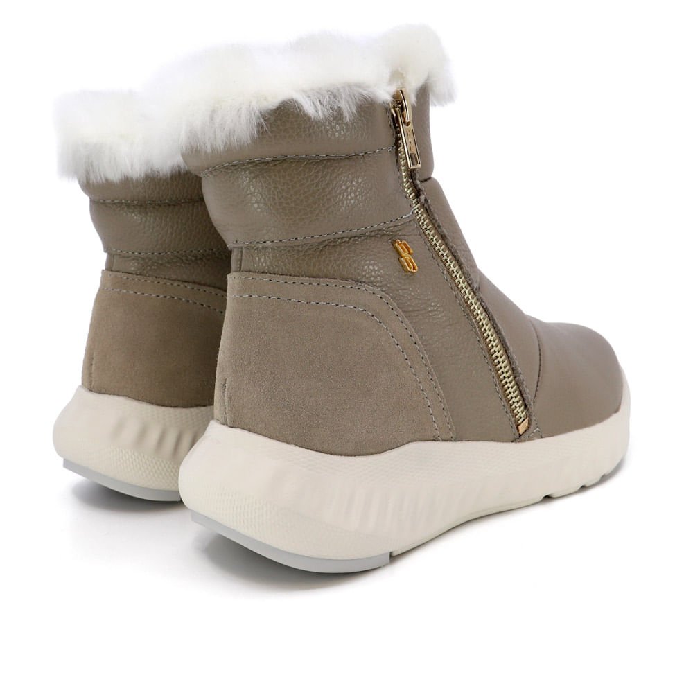 Tênis Botinha Cinza Couro Pêlo Zíper Cinza 3