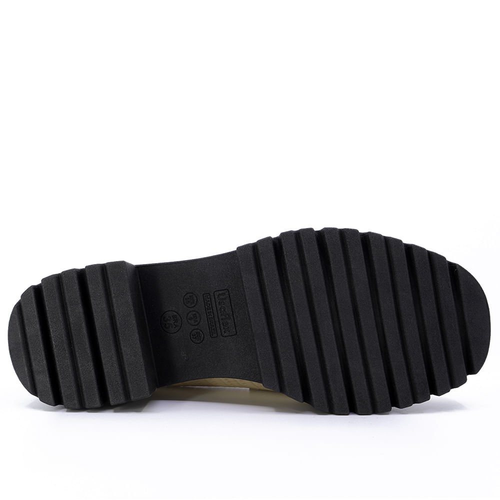 Loafer Bege Plataforma Couro Texturizado Bege 4
