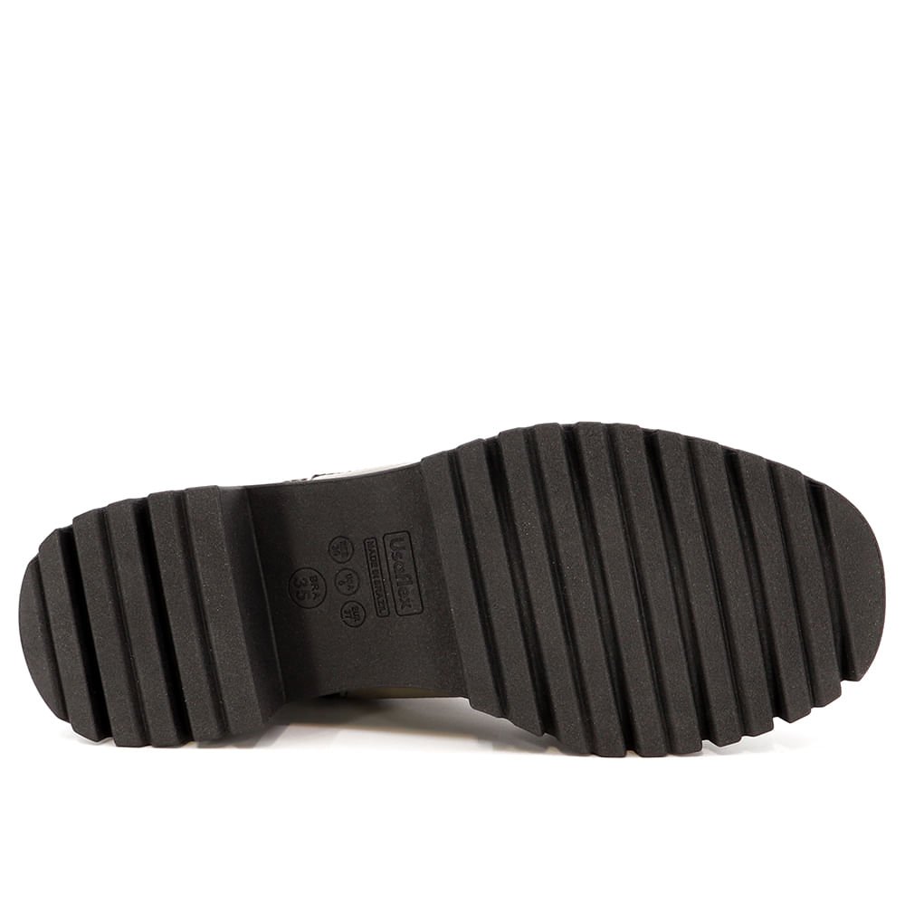 Bota Cinza Couro Salto Bloco Tratorado Elástico Bege 4