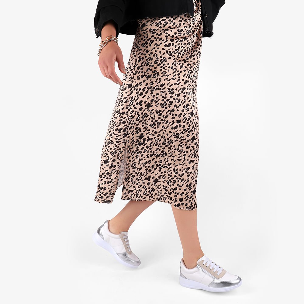 Tênis Casual Couro Branco Prata Zíper Branco 5