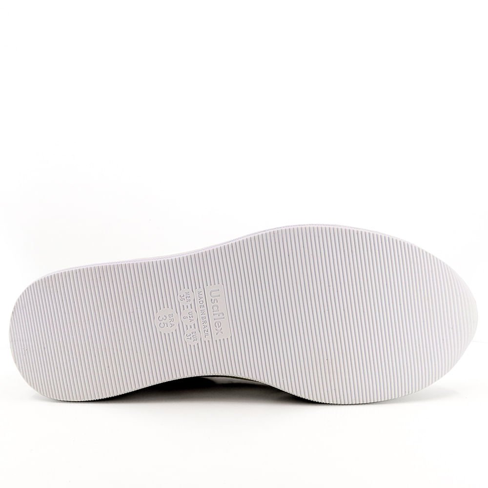 Tênis Casual Couro Branco Prata Zíper Branco 4