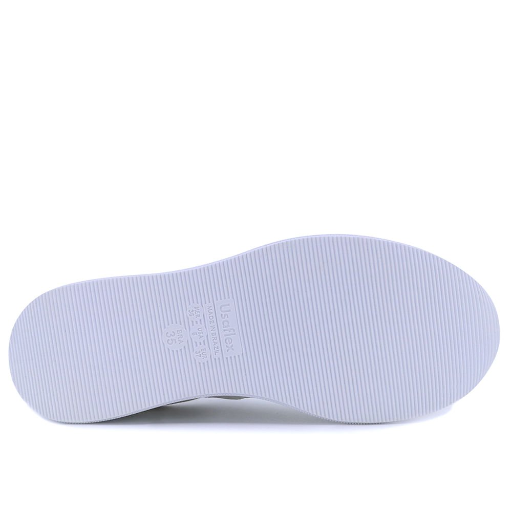 Tênis Usaflex Casual Couro Branco Zíper Feminino Branco 4