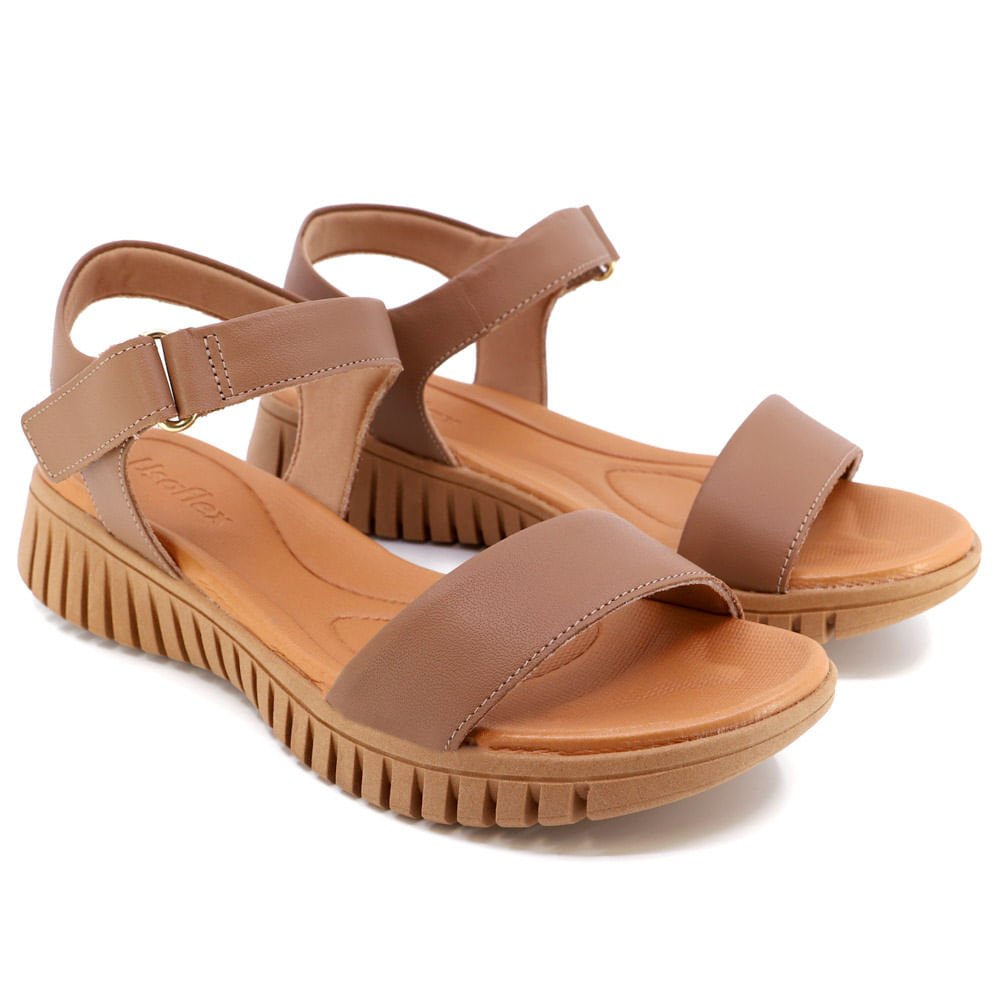 Sandália Plataforma Casual Couro Marrom Marrom 2