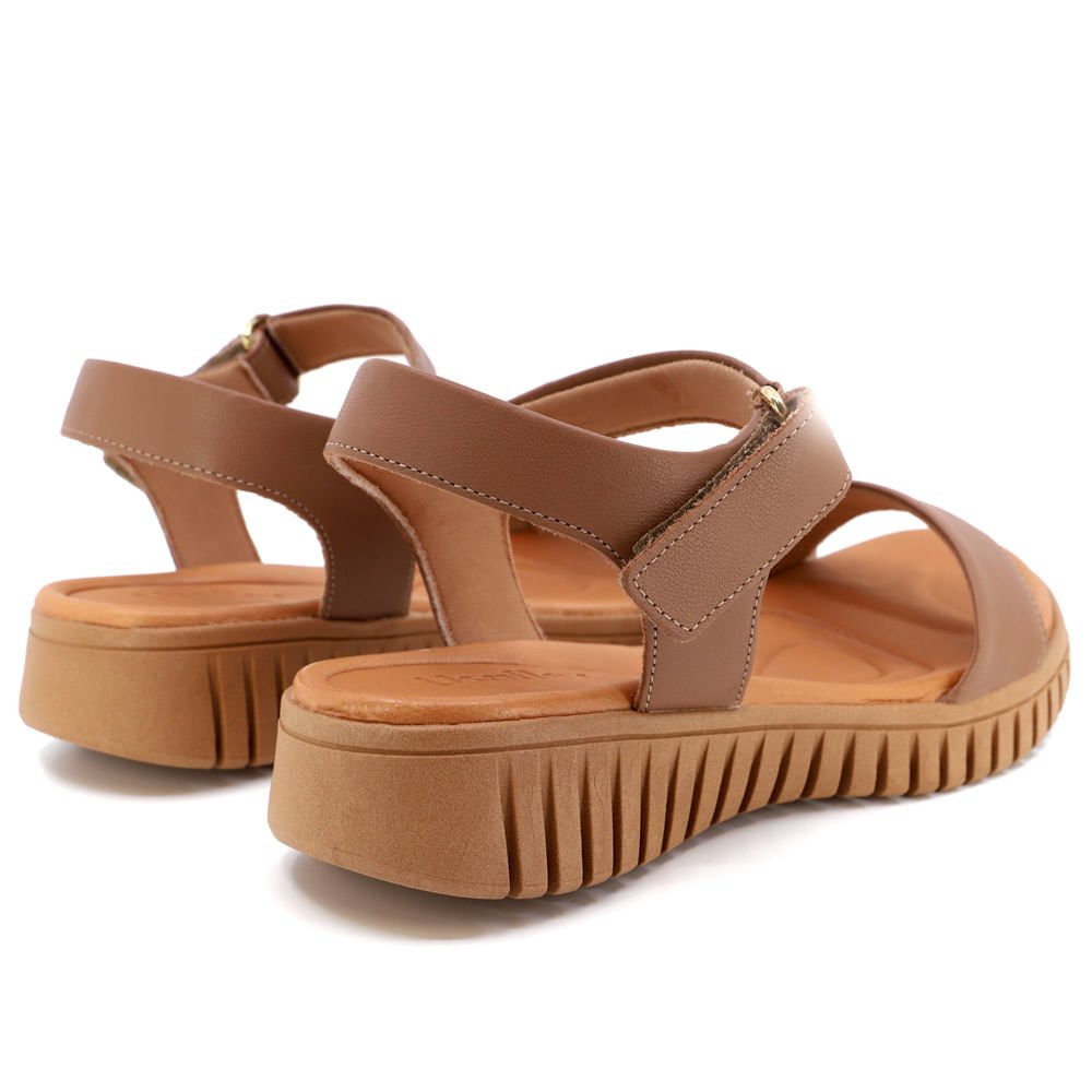 Sandália Plataforma Casual Couro Marrom Marrom 3