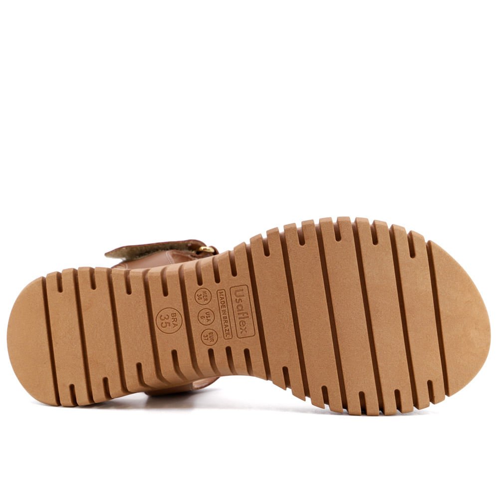 Sandália Plataforma Casual Couro Marrom Marrom 4