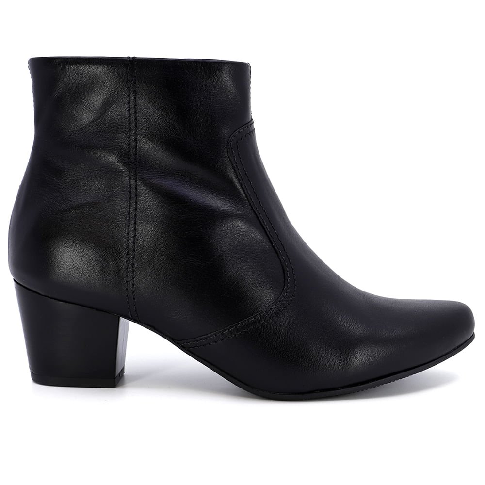 Bota Salto Bloco Preta Couro