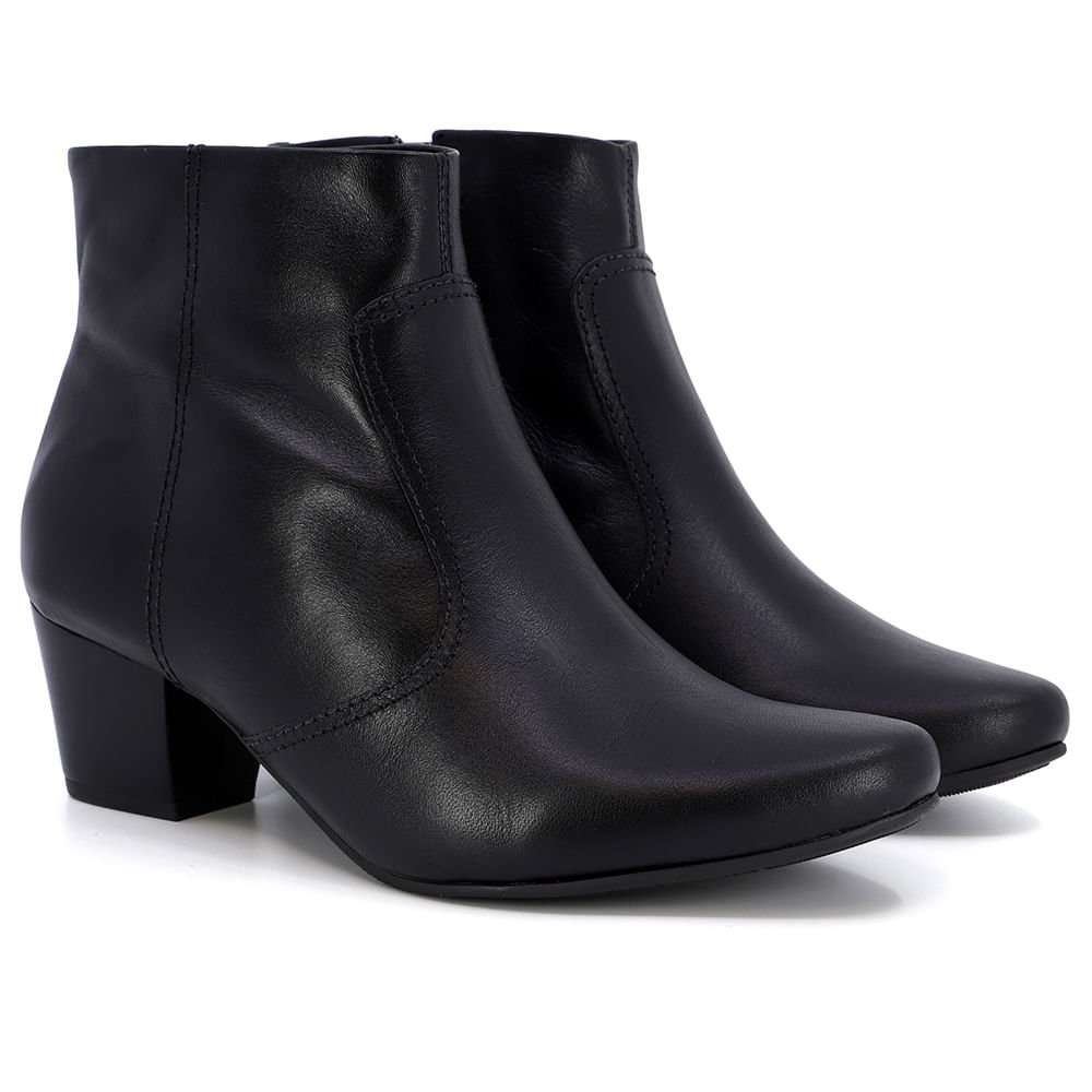 Bota Salto Bloco Preta Couro Preto 2