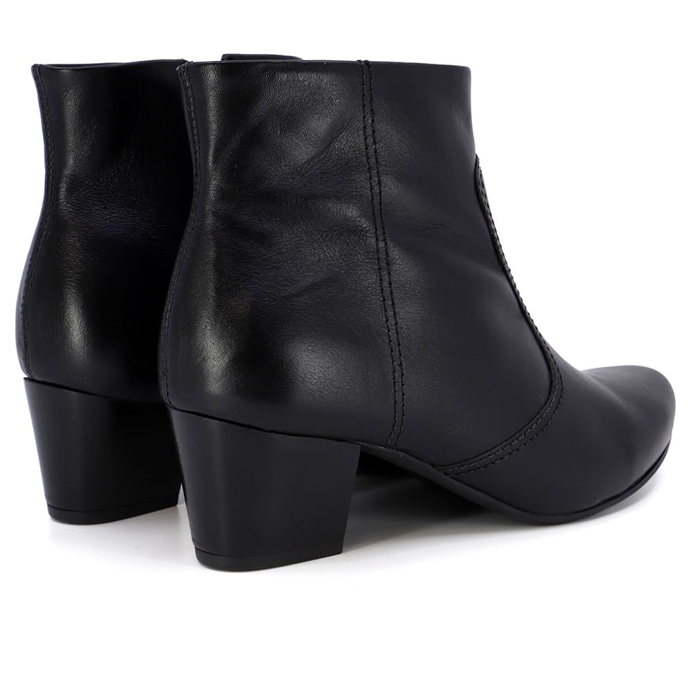 Bota Salto Bloco Preta Couro Preto 3