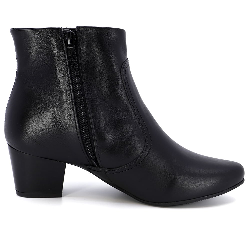 Bota Salto Bloco Preta Couro Preto 4