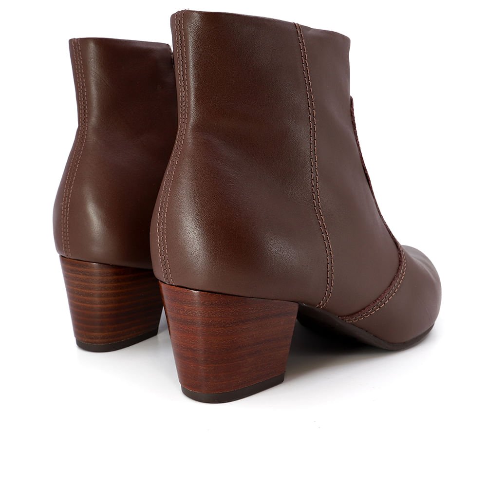 Bota Salto Bloco Marrom Chocolate Couro Marrom 3