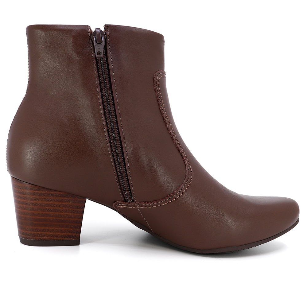 Bota Salto Bloco Marrom Chocolate Couro Marrom 4