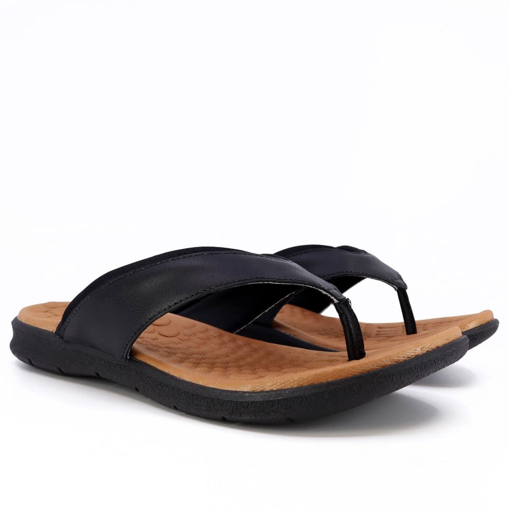 Chinelo Preto Couro Preto 2