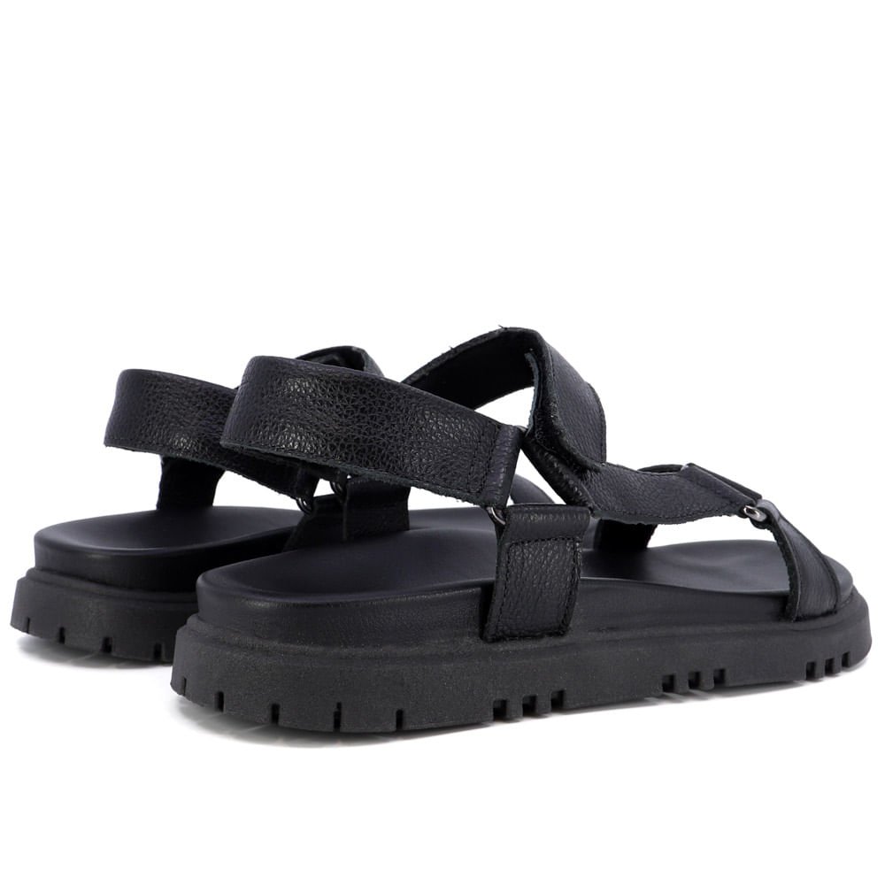 Sandália Plataforma Couro Preto Preto 3