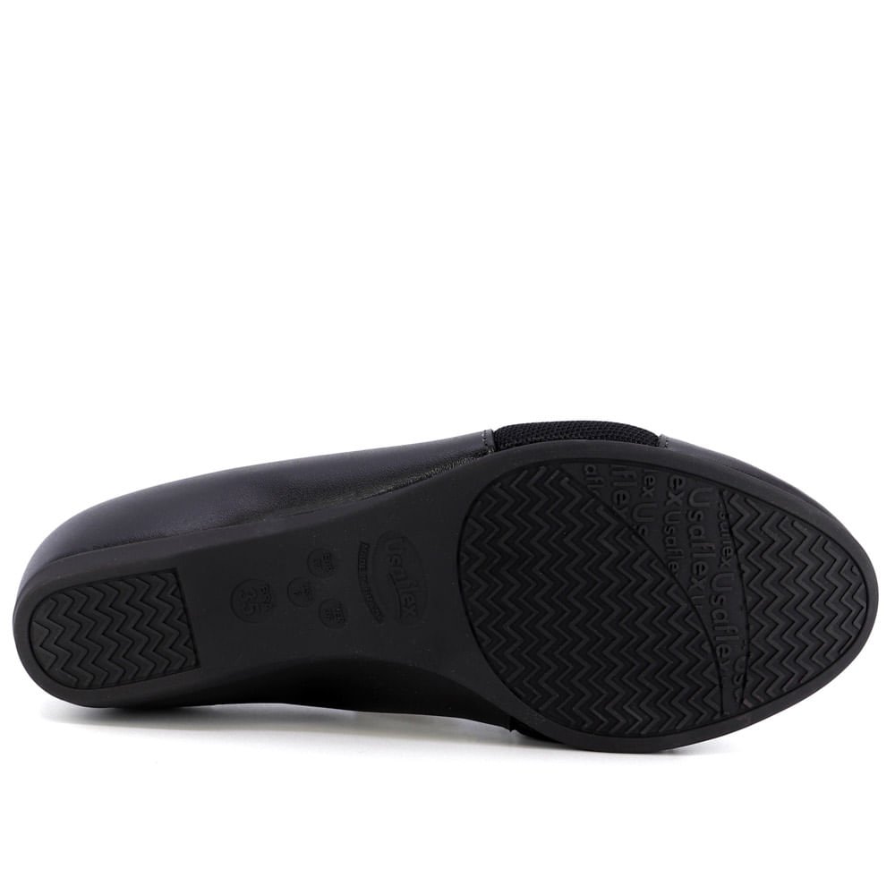 Sapatilha Salto Embutido Couro Preto Enfeite Preto 4