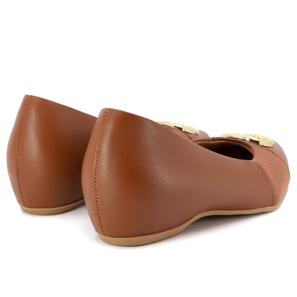 Sapatilha Salto Embutido Couro Marrom Enfeite Marrom 3