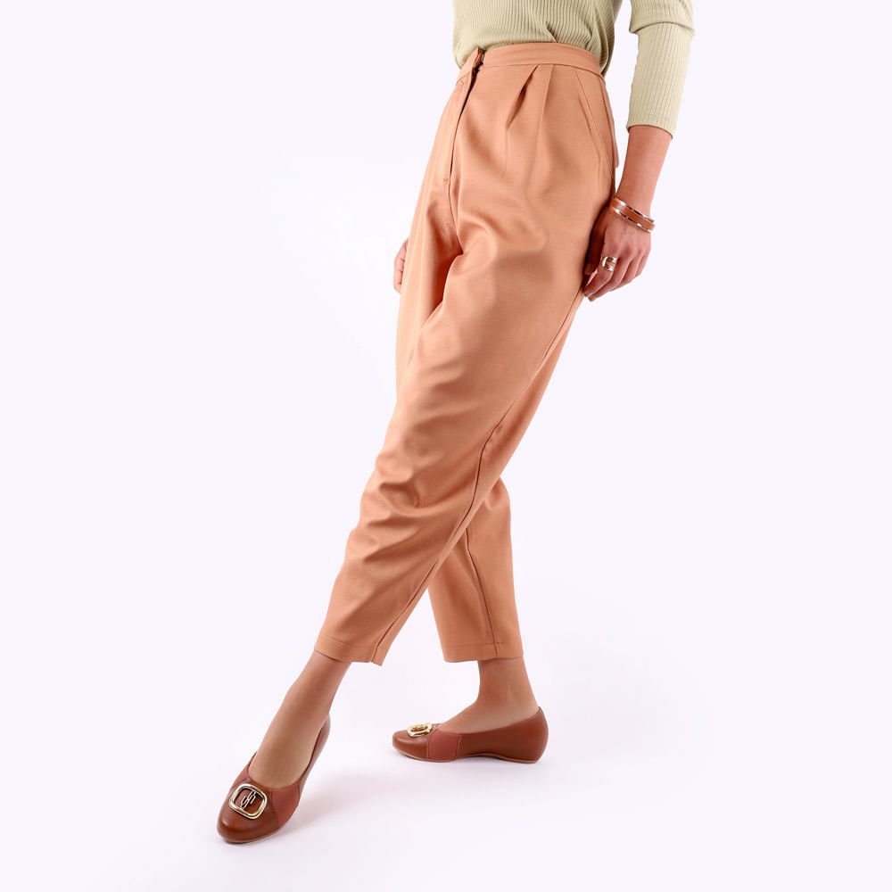 Sapatilha Salto Embutido Couro Marrom Enfeite Marrom 5