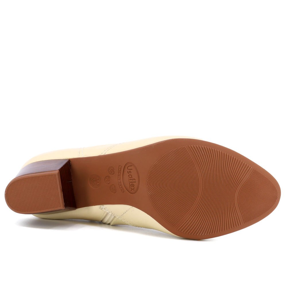 Bota Salto Bloco Bege Couro Bege 4