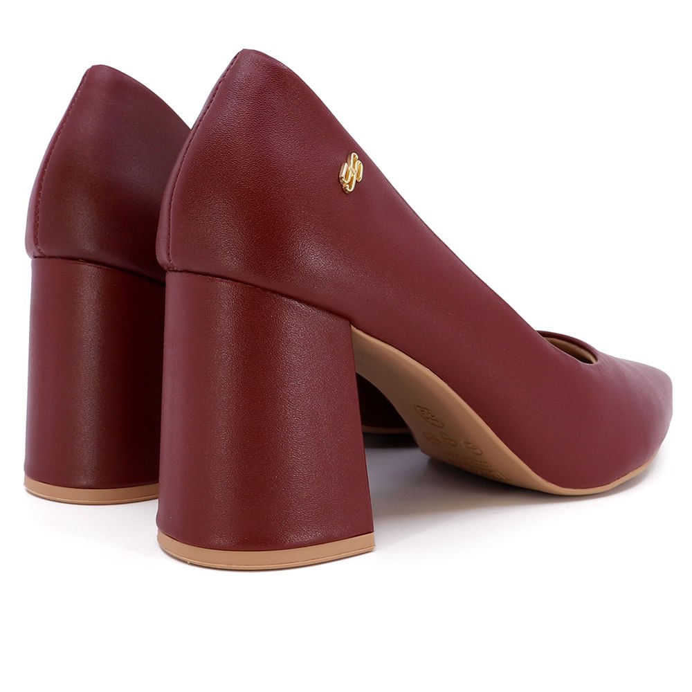 Scarpin Vermelho Couro Liso Bordô 3