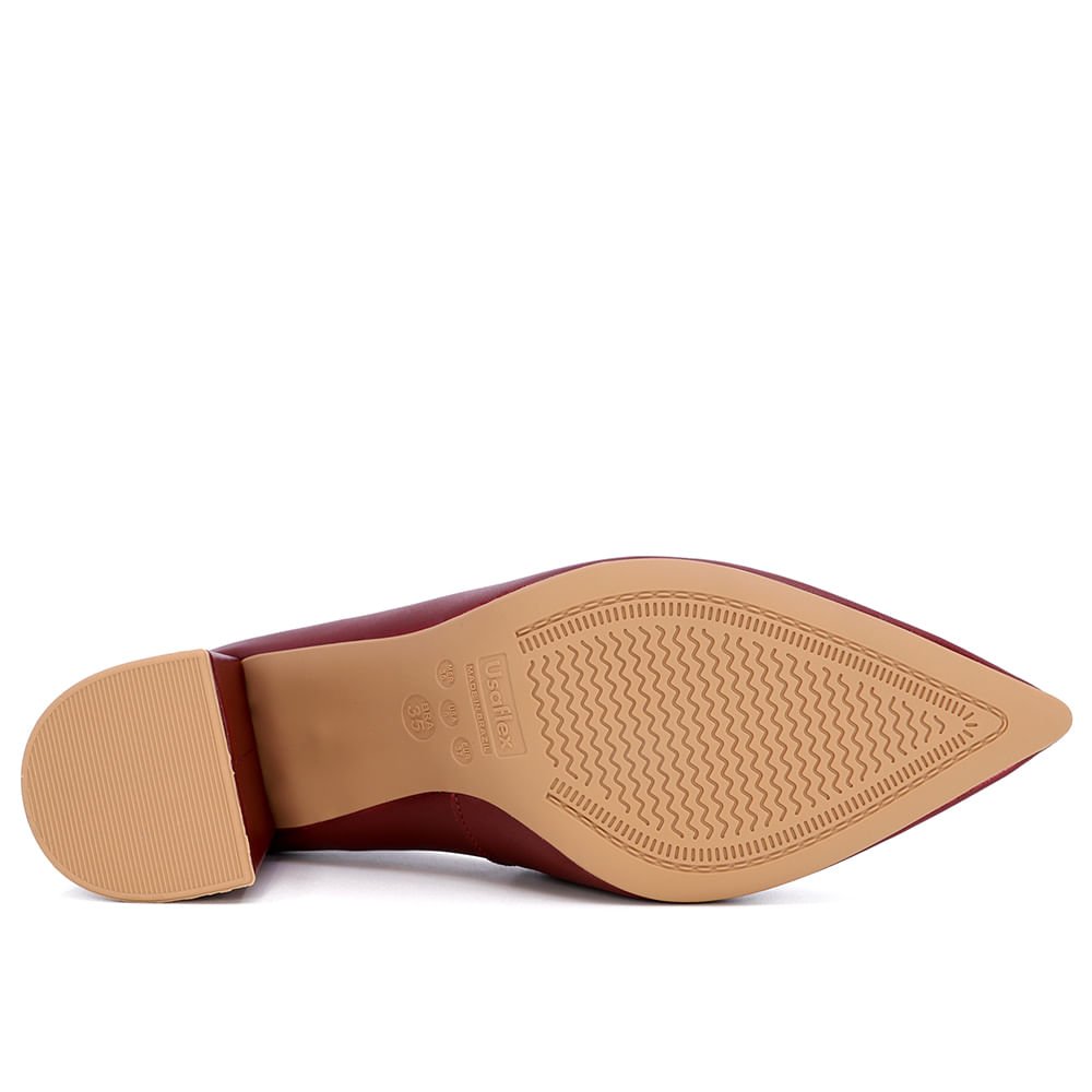 Scarpin Vermelho Couro Liso Bordô 5